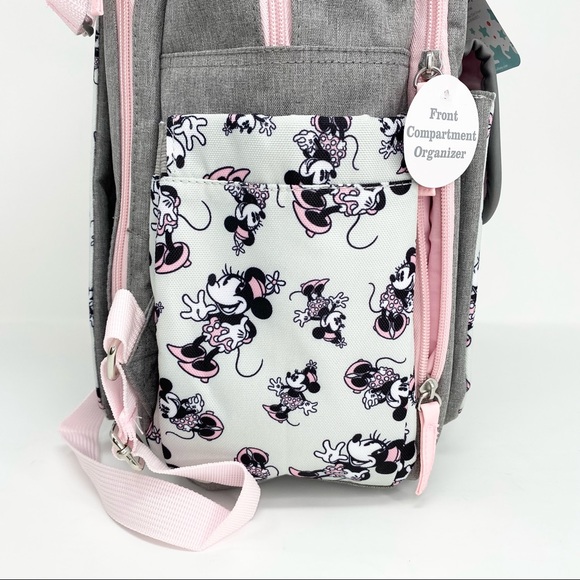 Disney Mickey Mouse 14 Pocket Multi-piece Backpack Diaper Bag Pink Gray 🌟NEW🌟 - Picture 8 of 16